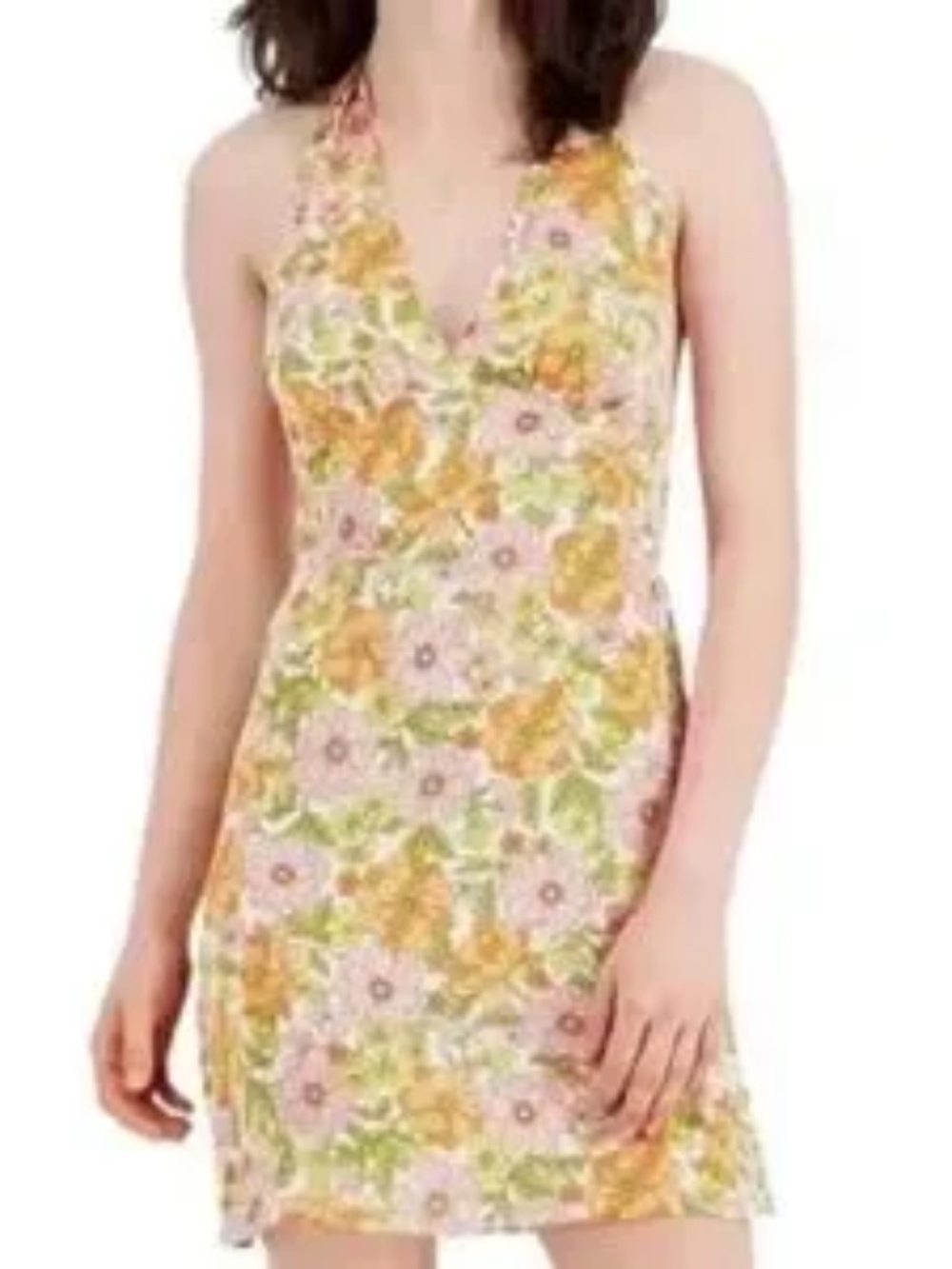 NEW Juniors XL Floral Retro Halter Mini Dress